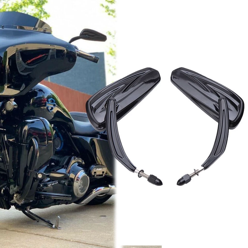 Espejo retrovisor negro vivo para motocicleta 2 piezas para Harley Davidson Heritage Softail Foto 1 de 4