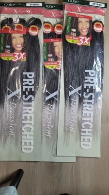 Paquete de 3 Cabello Trenzado Pre Estirado 9X 52" COLOR 2T/1B/60 X-Presión Exterior Foto 1 de 4