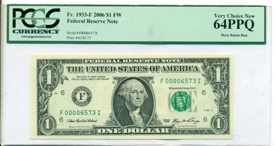 2006 $1 Dollar FRB Atlanta Bank Note Very Choice New 64 PPQ PCGS Boca Raton Run - Image 1 of 4
