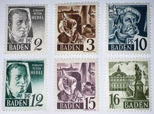 Travelstamps: Germany Baden Stamps Scott #4N1-4N6 Set MNH OG NEVER HINGED - Picture 1 of 6