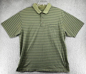 Pendleton Polo Shirt Mens Size Medium Green Striped Short Sleeve - Picture 1 of 11