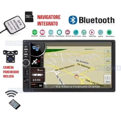 AUTORADIO CON NAVIGATORE STEREO AUTO 7 POLLICI 2DIN GPS MP5 AUX BLUETOOTH CAMERA - Immagine 1 di 4
