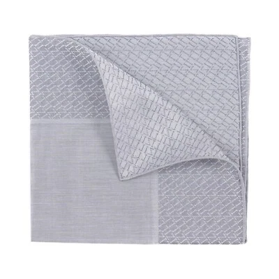 Zilli Gray and Silver Superfine Cotton Pocket Square with Woven Monogram Border - Image 1 of 4