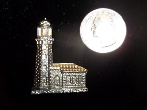 Vintage PWC Rhinestone Broach Pendant Lighthouse 1 1/2" Tall - Picture 1 of 4
