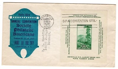 #797 SPA Souvenir Sheet Great Smoky 1937 FDC - Planty #10 Raley - Image 1 of 2