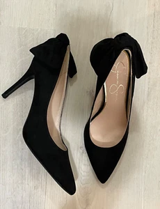 JESSICA SIMPSON Lexava High Heel Black Suede Bow Pump NEW w/out box Size 7.5 - Picture 1 of 12