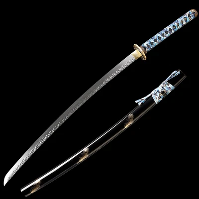 Damasco Plegado Acero Japonés Full Tang Samurai Katana Espada Navaja Afilada Foto 1 de 4