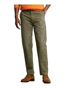 Polo Ralph Lauren Men's Canvas Pants Burroughs Relaxed Fit Button Cotton Olive - Picture 1 of 24