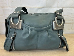 B Makowsky Hobo Handtasche grün silber Echtleder groß Schultertasche Fuß - Bild 1 von 20