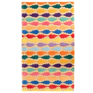 New Handtufted Multicolored Leaf Design 100% Wool Area Rug, 3' x 5' Rectangle - Picture 1 of 8