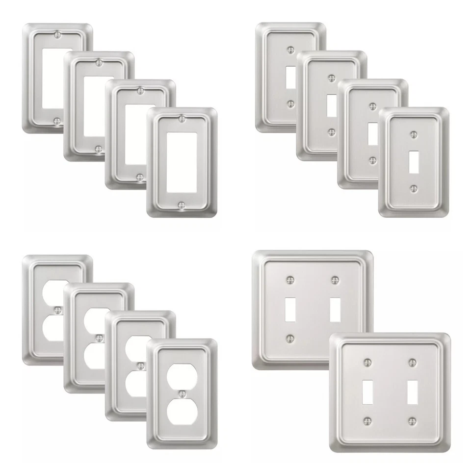 DEWENWILS 4-Pack Brushed Nickel Outlet Covers & Switch Plates Metal Wall Plates - Image 1 of 4