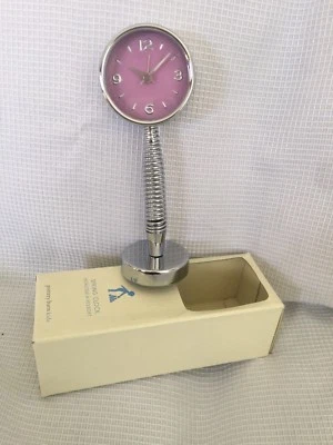Pottery Barn Kids Desktop Spring Clock Pink Silver NIB - Image 1 of 3