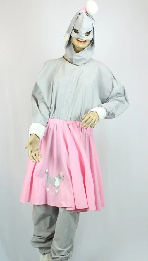 Disfraz de Caniche Perro 2 Piezas Adulto Gris y Rosa Tela Mono con Falda y Capucha XL  Foto 1 de 1