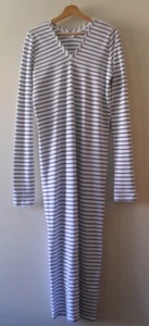 Raey - Long Dress Long Sleeves Striped White and Blue Size 8 UK 36 Eu - New - Picture 1 of 6