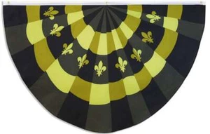 "FLEUR DE LIS BLACK BUNTING" flag 5x3 ft half circle fan polyester banner sign - Picture 1 of 5