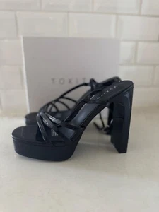 Brand New - Black Strappy Platform Heels - Size 9 - Picture 1 of 8