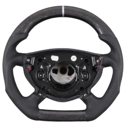 Volante de cuero perforado de fibra de carbono para Mercedes-Benz E55 E320 G Foto 1 de 4