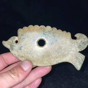 China old  jade Jadeite hand-carved pendant Necklace statue fish Monster A409 - Picture 1 of 9