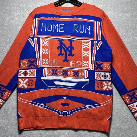 MLB New York Mets Blue/Orange Christmas Sweater Men’s Size: M Cover