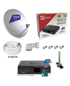 KIT- SATELLITARE TIVÙSAT DECODER HD + PARABOLA 80CM + LNB + CAVO 20+ SUPPORTO - Foto 1 di 1