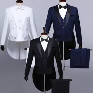Herren Anzug Slim Smoking Frack Weste Hose Dinner Hochzeit Bräutigam Formelle - Bild 1 von 11