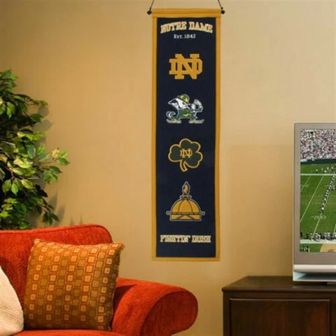 Notre Dame Fighting Irish 8x32 Embroidered Wool Heritage Banner FREE SHIPPING Cover