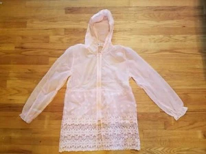 Geni Ting Girls Full Zip Sheer Jacket/Top Long Sleeves Hood Floral   3XL - Picture 1 of 8