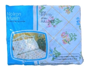 Sheet Fitted By JCPenney Full Size No Iron Muslin NEW VINTAGE NOS! jun23 - Picture 1 of 7