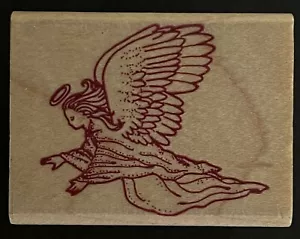 Guardian Angel Flying Archangel Wings Religious Celestial Wood Rubber Stamp - Picture 1 of 3