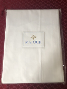 MATOUK-NWT Twin Flat White 100% Egyptian Cotton Sheet