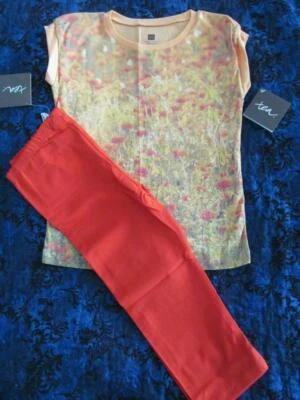 NUEVO CON ETIQUETAS 6 8 Colección Tea Caléndula Campos Flor Camisa Capri Amapola Leggings Foto 1 de 4