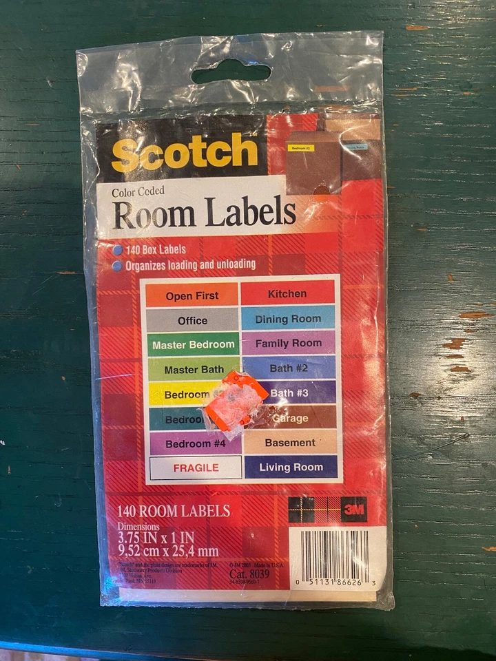Etiquetas adhesivas para habitaciones caja de mudanza apartamento codificado por colores escoceses 8039 Foto 1 de 2