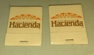 LOTE DE DOS LIBROS DE CERILLAS VINTAGE SIN USAR DE RESTAURANTE MEXICANO HACIENDA - Imagen 1 de 3