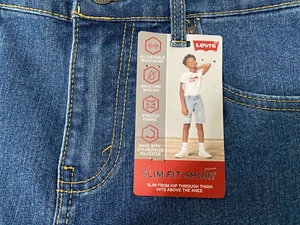 NEW Boys Levi’s Slim Fit Blue Jean Short S 18 - Picture 1 of 5