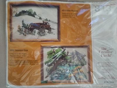 Vintage NOS Creative Circle Old Wagon 313 Crewel Embroidery Kit 12" x 16" - Image 1 of 3