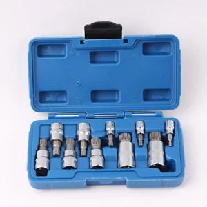 10pc XZN 12 Point MM Triple Square Spline Bit Socket Set Tamper Proof Case T55 - Picture 1 of 8