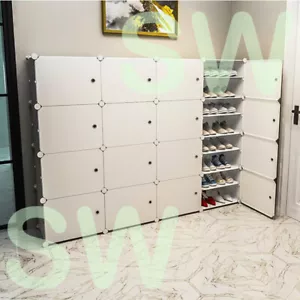 White Cube DIY Shoe Cabinet Rack Storage Portable Stackable Organiser Stand Box - Picture 1 of 16