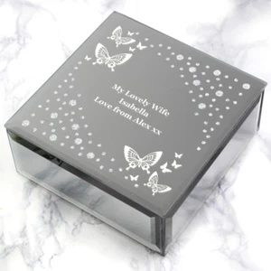 Caja de baratijas personalizada grabada de lujo espejado joyería regalo de Navidad - Imagen 1 de 5