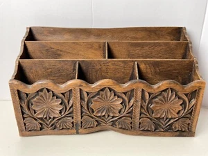 Vintage Lerner Mail Letter Holder Desk Caddy 6 Slots Faux Wood Pre Owned - Picture 1 of 6