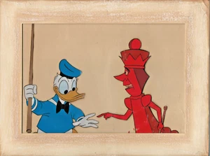 1959 DISNEY Donald Duck & Chess Piece HAND PAINTED PRODUCTION CELLULOID DRAWING - Picture 1 of 2
