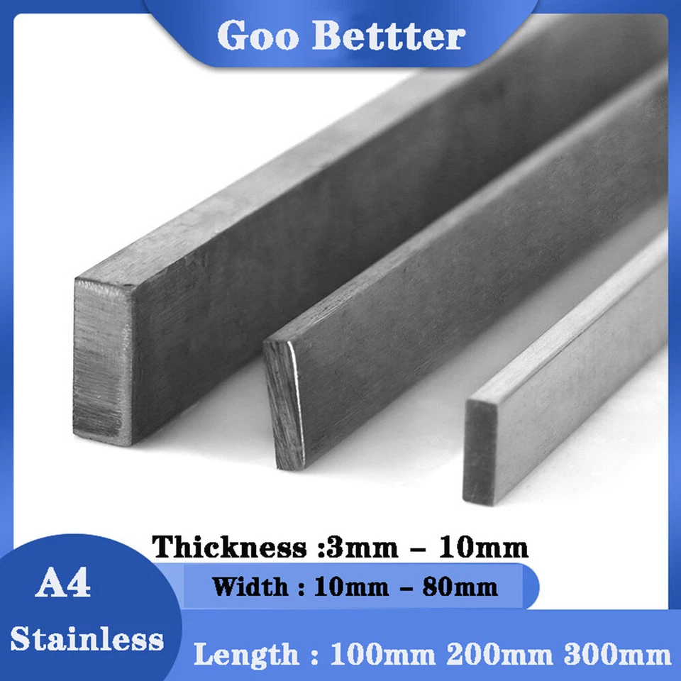 GOO BETTTER A4 Stainless Steel Flat Bar Strip 100 200 300mm Long 316 Boat Marine Boat Grade