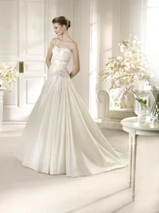 San Patrick Almeria Hochzeit Ballkleid Kleid 14 Spitze Taft Raffung Glitzer Neu mit Etikett - Bild 1 von 12