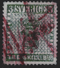 # 1 Treskilling used 1855 Sweden Stamp Sverige Sello usado Suecia Liderstamps