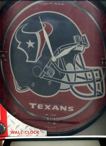 HOUSTON TEXANS 12 INCH HARD PLASTIC WINCRAFT FOOTBALL CLOCK Cover