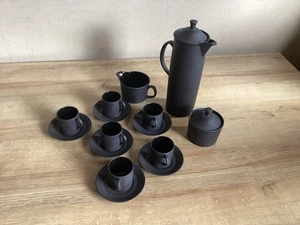 Vintage Black Wedgwood Basalt Coffee Set By Robert Minkin Dating To The 1960’s. - Picture 1 of 9