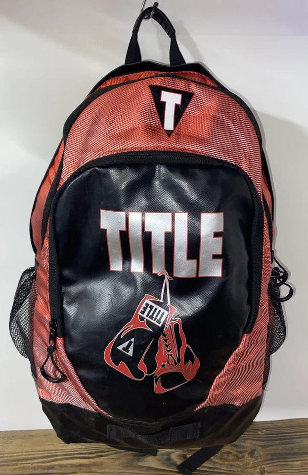TITLE Boxing Backpack Red & Black Boxing Bag Material RARE Gym Bag, Travel, MMA - Image 1 of 4