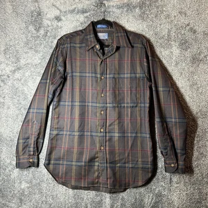Vintage Pendleton Shirt Mens Medium Plaid Wool Button Up Made USA Flannel 80s - Picture 1 of 8