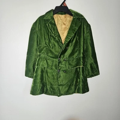 Blazer Vintage Niño Terciopelo Verde 3-4 Años Navidad Años 80 Chaqueta Forrada Satinada Foto 1 de 4