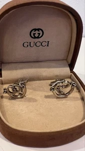 GUCCI Manschettenknöpfe Horsebit ineinandergreifend G Silber 925 Sterling Silber Italy mit Box - Bild 1 von 5