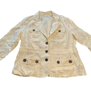 Chico's Easy Expedition EmmyLou Leinenjacke Golden Haze Large Größe 2 gelb - Bild 1 von 9